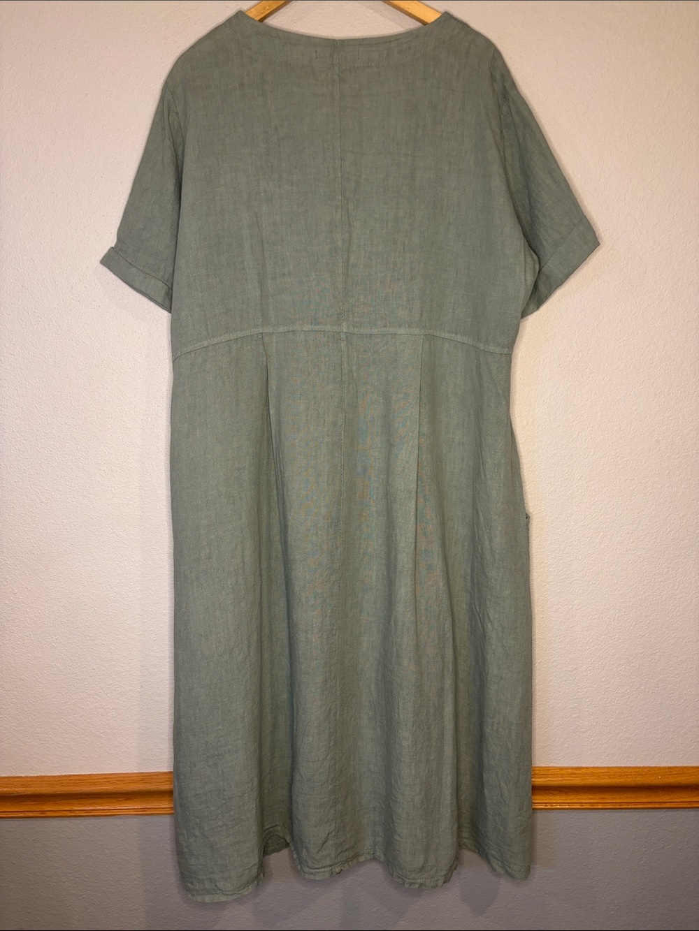 Woolovers 100% linen button front midi dress short sleeves and pockets 14 - Picture 3 of 9